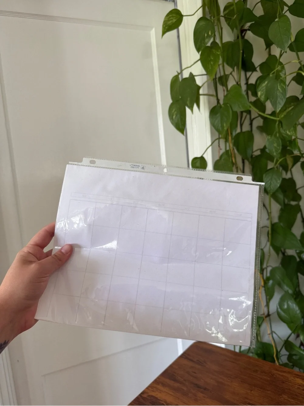 Blank Monthly Desk Calendar Page Protector - Clear
